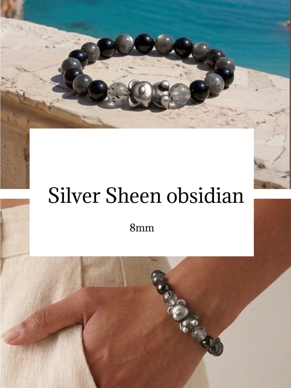 8mm Silver Sheen Obsidian